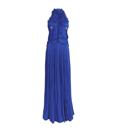 Costarellos Attina Hatlerneck Gown In Blue