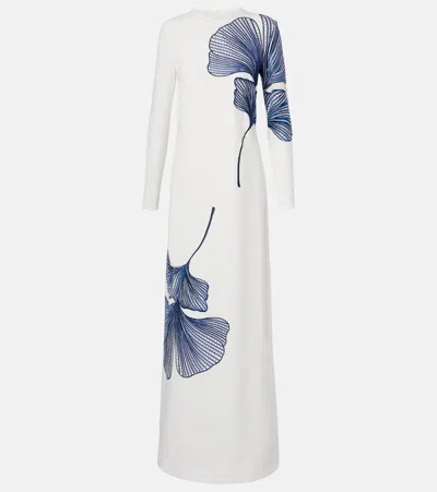 COSTARELLOS AUSTIE EMBROIDERED CRÊPE GOWN