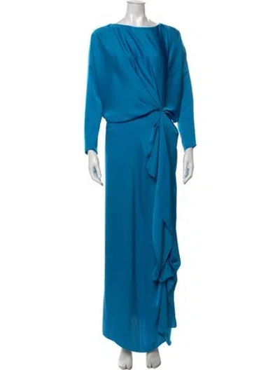 Pre-owned Costarellos Bateau Neckline Long Dress In Blue