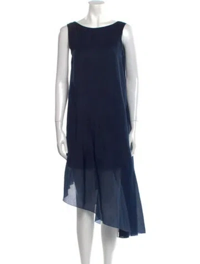 Pre-owned Costarellos Bateau Neckline Midi Length Dress In Blue