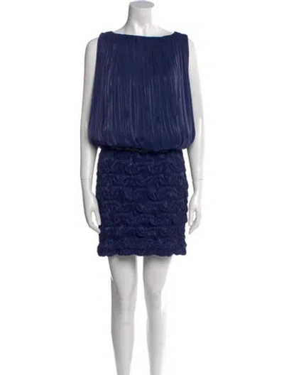 Pre-owned Costarellos Bateau Neckline Mini Dress In Blue