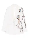 Costarellos Beaded-embellishments Bird-motif Blazer In White