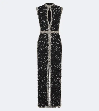 Costarellos Belina Crystal-embellished Cutout Gown In Black