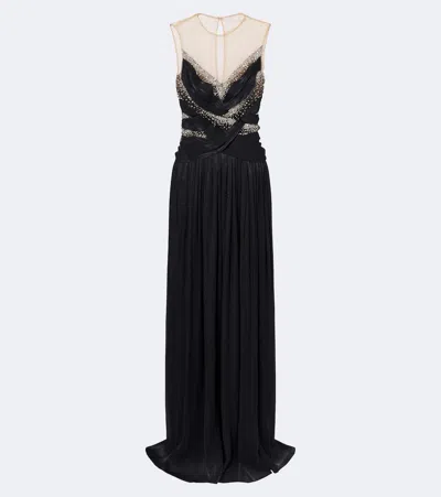 Costarellos Branka Embellished Georgette Gown In Black