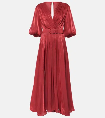 Costarellos Brennie Lurex Georgette Midi Dress In Red