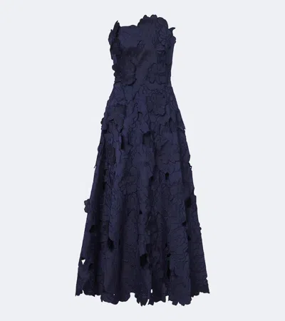 Costarellos Brissa Floral Embroidered Cocktail Dress In Blue