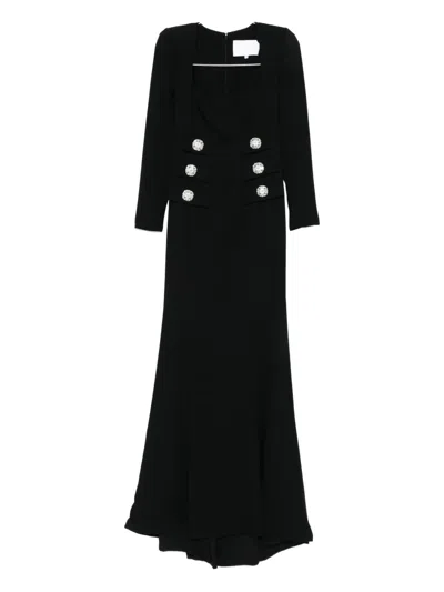 COSTARELLOS BUTTON-EMBELLISHED MAXI DRESS