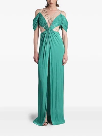 Costarellos Calina Cut-out Maxi Dress In Green