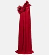Costarellos Charmain Ruffled Georgette Lamé Gown In Gold
