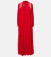 Costarellos Clarinda Pleated Silk Georgette Maxi Dress In Red