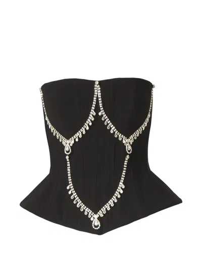 Costarellos Claudette Crystal-embellishment Crepe Top In Black