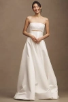 Costarellos Cornilia Strapless Mikado Beaded Cut-out Wedding Gown