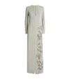 Costarellos Crepe Vita Column Maxi Dress In Gray