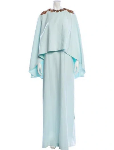 Pre-owned Costarellos Crew Neck Long Dress In Blue