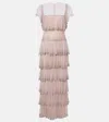 Costarellos Crystal-embellished Tiered Gown In Pink