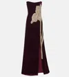 Costarellos Crystal-embellished Velvet Gown In Burgundy