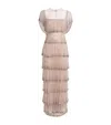 Costarellos Crystal Tiered Jesenia Gown In Pink