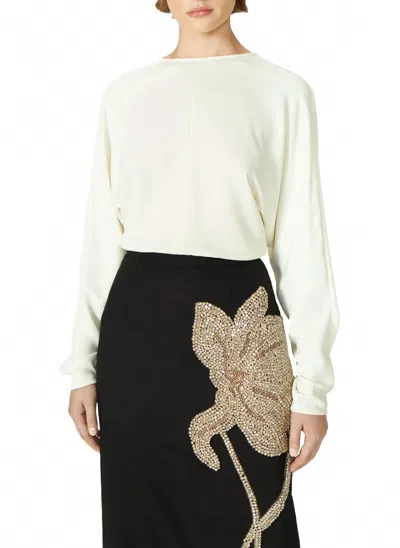Costarellos Danique Lightweight Crepe Top In Ivory In Yellow