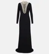 Costarellos Dellana Crystal-embellished Long-sleeve Maxi Dress In Black