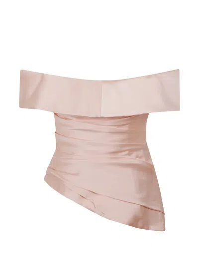 Costarellos Devina Off-shoulder Draped Top In Pink