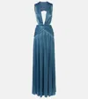Costarellos Draped Open-back Jersey Gown In Green