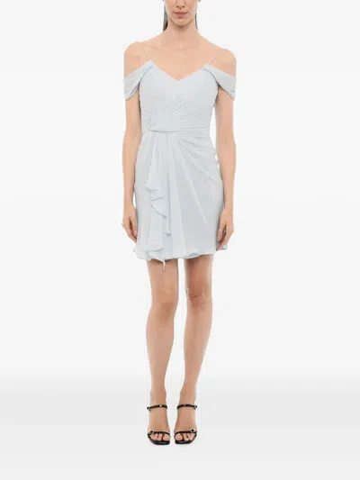 Costarellos Draped Ruffled Mini Dress In Blue
