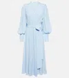 Costarellos Dunaway Belted Wrap-effect Silk-chiffon Midi Dress In Blue