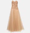 Costarellos Edra Embellished Gown In Beige