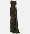Costarellos Elettra Embellished Jersey Gown In Green