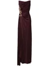 Costarellos Milia Embellished Gathered Gown In Purple