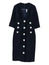 Costarellos Embellished Buttoned Dress In Blue