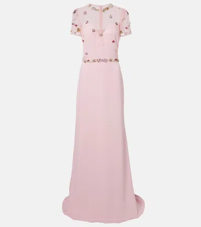 Costarellos Embellished Crêpe Gown In Pink
