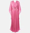 Costarellos Embellished Draped Kaftan In Pink