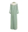 Costarellos Ellima Crystal-embellished Pleated Maxi Dress In Green