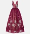 Costarellos Embellished Gown In Burgundy