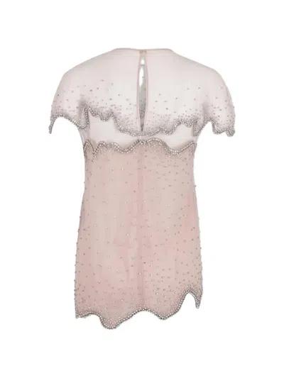 Costarellos Embellished Tulle Top In Pink