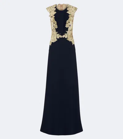 Costarellos Embroidered Gown In Black