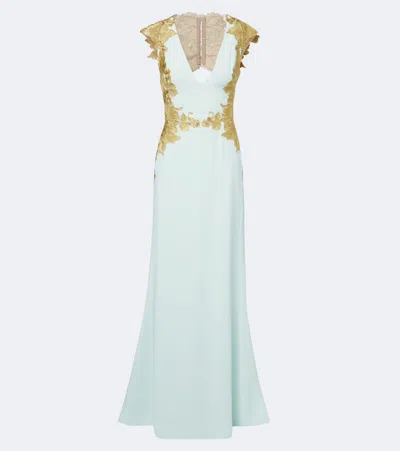 Costarellos Embroidered Gown In Green