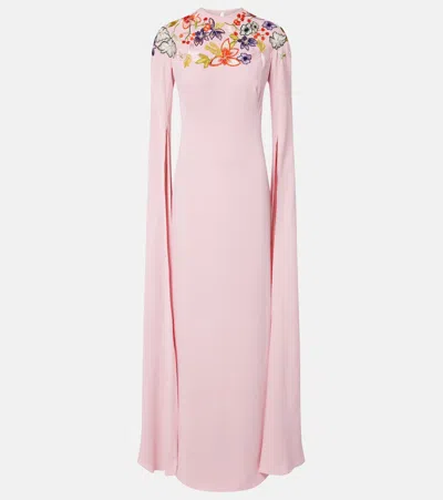 Costarellos Embroidered Gown In Pink