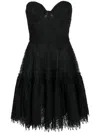 Costarellos Lace Frill Bustier Mini Dress In Black
