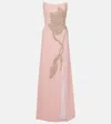 Costarellos Fara Floral-appliqué Crêpe Gown