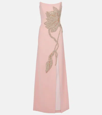 Costarellos Fara Floral-appliqué Crêpe Gown
