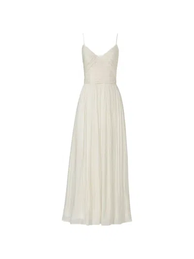 Costarellos Fayla Draped Pleated Maxi Dress In White