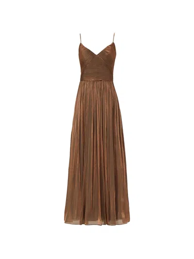 Costarellos Fayla Spaghetti-strap Draped Maxi Dress In Brown