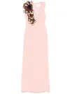 Costarellos Floral-appliqué Gown In 粉色