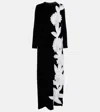 Costarellos Floral Appliqué Crêpe Gown In Black