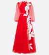 Costarellos Floral Embellished Gown In Red