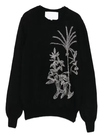 COSTARELLOS FLORAL-EMBELLISHED SWEATER