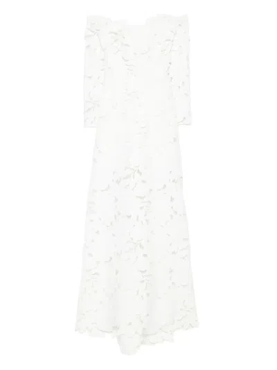 Costarellos Floral-lace Dress In White