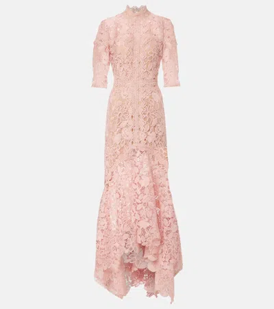 Costarellos Floral Lace Gown In Pink